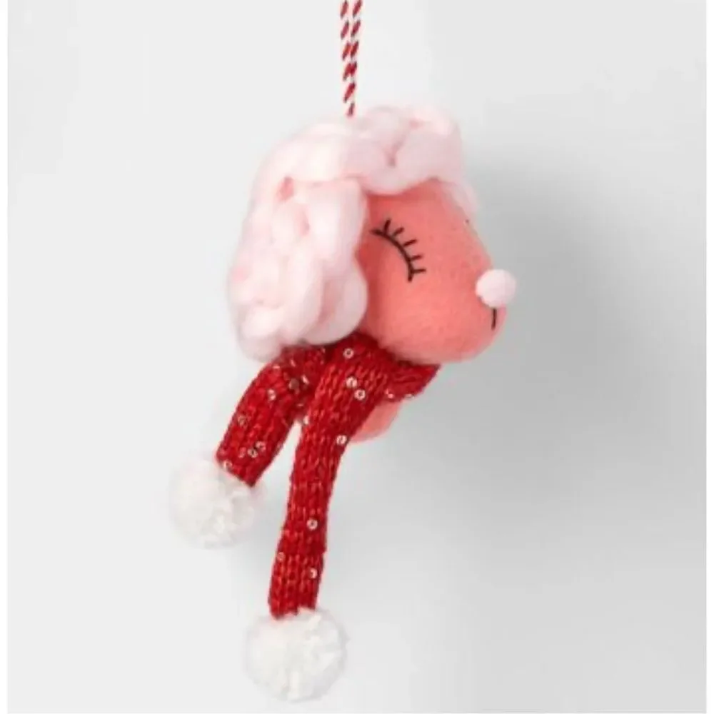 Target Fabric Poodle Head with Red Scarf Christmas Tree Ornament Wondershop
